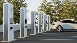 car charging at an EV station